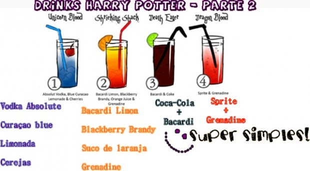 receitas de bebidas simples inspiradas Harry Potter